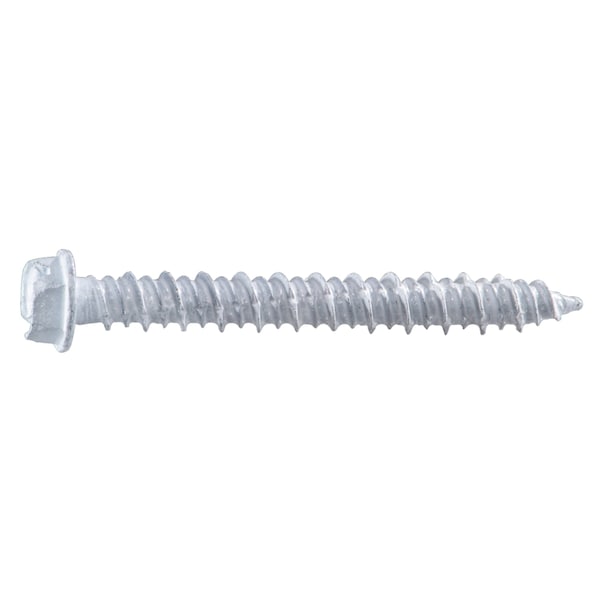Midwest Fastener Masonry Screw, 3/16" Dia., Hex, 2 1/4 in L, Steel White Ruspert, 100 PK 54473 - main